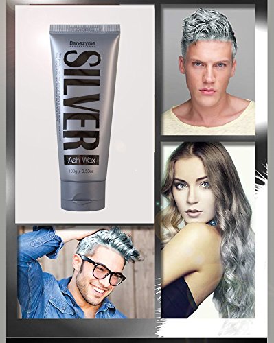 Benezyme Silber Grau Haar Wachs 100g -Styling Haar Wachs Matte für Männer Frauen -Temporary Grau Haarfarbe -Looks Esche Silber & Weiß -Non klebrig & Angenehmes Duft & Waschen leicht aus