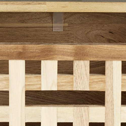 Relaxdays Rollcontainer Holz mit 3 Fächern Walnuss HBT: ca. 91,5 x 40,4 x 40,4 cm Utensilienwagen Rollregal Wäschebox Holz Schrank rollbarer Schubladenschrank, natur - 5