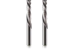 TRVOXVIQ Lot de 2 Fraises CNC en Carbure 8 mm à Queue de Compression - 2 Flûtes Hélicoïdales, Longueur de Coupe 35 mm (Up/Down Cut) - Pour Bois, Planches, MDF, Plastique