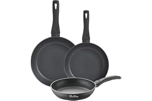 PINTINOX Set 3 Padelle Energy, in Alluminio Forgiato, Adatto l'Induzione, Interno Antiaderente, Manico in bachelite Soft Touch, Diametro 20-24-28 cm