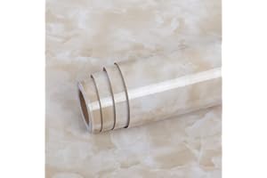 Livelynine Folia do mebli, marmurowa folia kuchenna, folia samoprzylepna, marmur beżowa, folia do stołu, kuchni, blatów kuchennych, mebli, laptopów, toaletek, blatów, kuchni, dekoracja stołu, folia samoprzylepna, 40 cm x 2 m