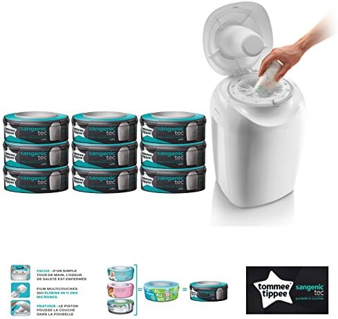 TEC White Nappy Bin with 9 TEC Refills - Multipack