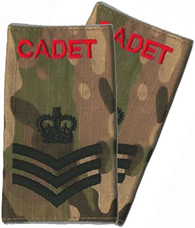 Contact Left Embroidery PAIR ACF/CCF Rank Slides CADET Red on MTP/Multicam (Staff Sergeant)
