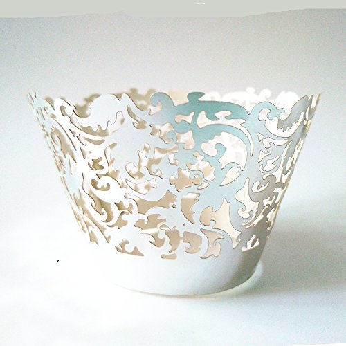 OULII Cupcake Wrappers Hochzeit Cupcake Dekoration Geburtstag Baby Baby-Dusche wickeln 50-Pack (cremeweiß) - 9