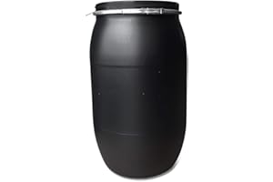 CANISTER SALES kanister-vertrieb® 220 Liter Regentonne Futterfass Trester Silage Lagerfass Spannfass Deckelfass schwarz Kunststoff-Fass mit Deckel
