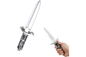 CarPlusStudio Fake Dagger - 12 Inch PU Prop Knife for Martial Arts Training, Toy Dagger for Costume Cosplay, Fake Knife Rubber Foam Practice Blade for Kids, Adults, Halloween & Party Props