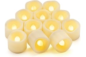 CANDLE IDEA Bezpłomieniowe świeczki z timerem, 6 godzin włączania i 18 godzin wyłączania na cykl, zasilane bateryjnie, migoczące świeczki LED z timerem, do dekoracji dyni na zewnątrz, Halloween, 12