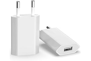 BIHPJD (2 Packs) Chargeur Rapide USB Adaptateur de Prise Universel (5W 5V 1A) adapté aux Voyages compatibilité avec iPhone Apple Samsung Galaxy Pixel Nexus Huawei Xiaomi HTC Sony LG - Blanc