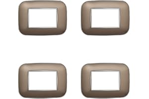 ZOREI 4 Pezzi Placche Compatibile Con Bticino Axolute, Modello Orbis Serie Ovale (3 Moduli/Posti, Bronzo)