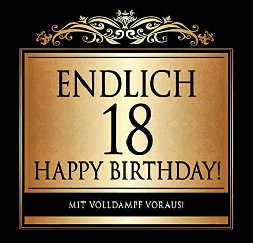 Udo Schmidt Aufkleber Flaschenetikett Etikett Endlich 18 Geburtstag gold elegant