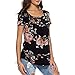 Produktbild Yanhoo Kurzärmeliges Damen T-Shirt mit Knopfdruck Top Damen Short Ärmel Printed Button Top Casual Flare Tunika Loses Blusen-Shirt