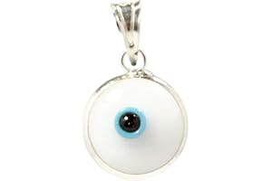 MIZZE MADE FOR LUCK 10 MM Glass Turkish Evil Eye 925 Sterling Silver Charm Pendant for Protection in 925 Sterling Silver - 14 Colours Available