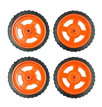 INVENTO 4Pcs Plastic Robotic Wheel Durable Rubber Tire Wheel 72mm x 8mm for Bo Dc Motor DC Geared Motor