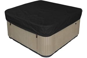 HEITIGN Waterproof 190T Polyester Square Hot Tub Cover Protector Outdoor SPA Covers 231x231x30cm(Black)