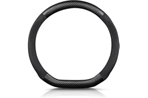 Ergocar Włókno węglowe w kształcie litery D i mikrofibra ze skóry PU, antypoślizgowy, oddychający, absorbujący pot, sportowy, średnica 38 cm, czarny