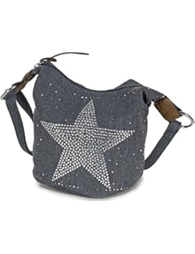 L&S Collection Stern Handtaschen Damen - kleine Umhängetasche - Mini Stern Tasche aus Canvas (16 x 16 x 14 cm)