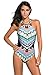 Produktbild Neue Damen farbenfrohe Tribal Print High Neck One Piece Bademode Monokini Beachwear Badeanzug Größe S UK 8-10 EU 36-38