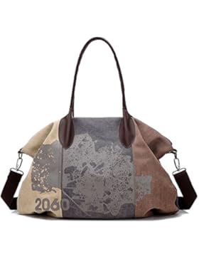 ONLYEUDORA Damen Handtasche Bunte Striped Umhängetasche Canvas Retro Schultertasche Mit Reißverschluss