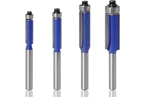 BIGP 4Pcs 6mm Schaft Bündigfräser, 1/4" 5/16" 3/8" 1/2" Schneiden Durchmesser Holz Fräser Router Bit Oberfräser Holzbearbeitung Fräswerkzeuge