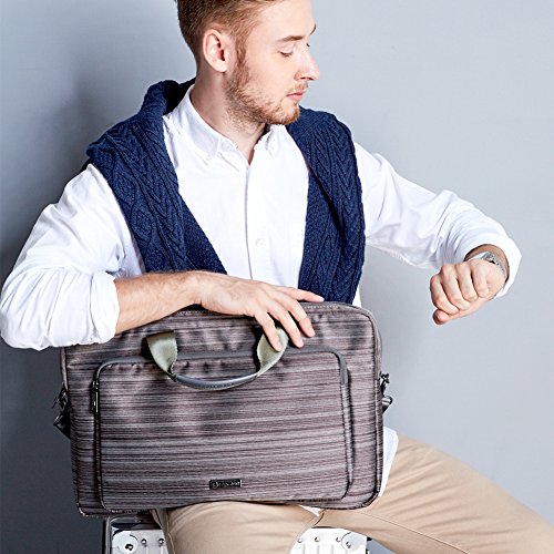 Laptophülle 17.3, Evecase Universal Neoprene Gepolsterte Notebook Briefcase Laptop Schutzhülle mit Anzug-Gewebe / Ablösbaren Träger / Handgriff / Frontfach / Zubehörfächer für Laptop bis 17.3 Zoll – Grau - 7