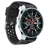 Knowin Doppelte Farbe Sport Silikon Armband für Samsung Galaxy Watch 46mm Silikon Uhrenarmband mit Edelstahl Silberne Schnalle, Schnellverschluss Ersatzarmband