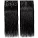 Price comparison product image Clip in Hair Extensions 100% Real Remy Human Hair Black 1# Full Head 8 Pieces 16-22inch Grade 7A Long Straight Natural 18 Clips, 20"-70gram