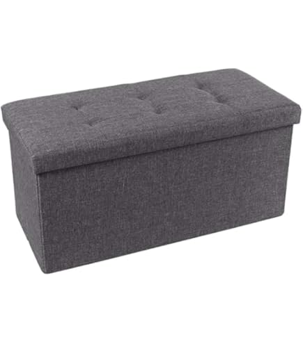 Pouf Pieghevole Con Contenitore - Sgabello Ecopelle Marrone Per Soggiorno O Camera