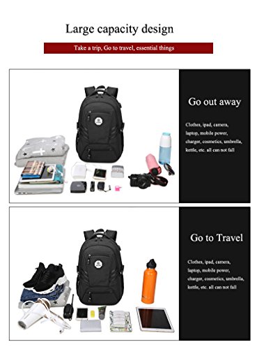 Herren Damen schlank Laptop Rucksack 15 6 Zoll Business Rucksack leichte wasserdicht Schulter Notebook Rucksack mit USB-Port  schwarz 