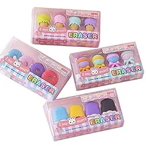 Toy Boutique Pencil Eraser Funky Shape of Ice Cream Doughnuts Candies Food Erasers for Kids and Animal Erasers for Birthday Presents Return Gifts Props (2 Box)