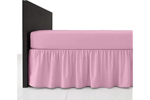 BRITISH HOME BEDDING Plain Polycotton Extra Deep Frilled Bed Base Valance Sheet (Pink, 4FT Small Double)