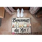 ZERBINO DA ESTERNO BENVENUTI DA NOI PERSONALIZZABILE PVC COCCO GOMMA CM. 60x40 SPAZZOLA SPORCO LOVEDOORMAT ® HANDMADE IN ITALY