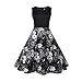 Produktbild SEWORLD Elegant Kleid Damen Heißer Einzigartiges Design Mode Frauen Elegant Abendkleid Vintage Bedrucktes Lässige Abend Party Prom Swing Kleid Ärmelloses Kleid(Schwarz3,EU:38-40/CN:XL)
