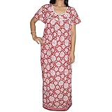 Indiatrendzs Women's Cotton Nighty Floral Red Sleepwear Night Gown Chest : 46