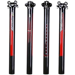 ELITA ONE de fibra de carbono Tija para sillín de bicicleta, bicicleta de carretera y montaña bicicleta 3 K carbono sillín ø27.2/31,6 * 350 mm rojo Logo (rojo brillante, Ø31.6*350mm)