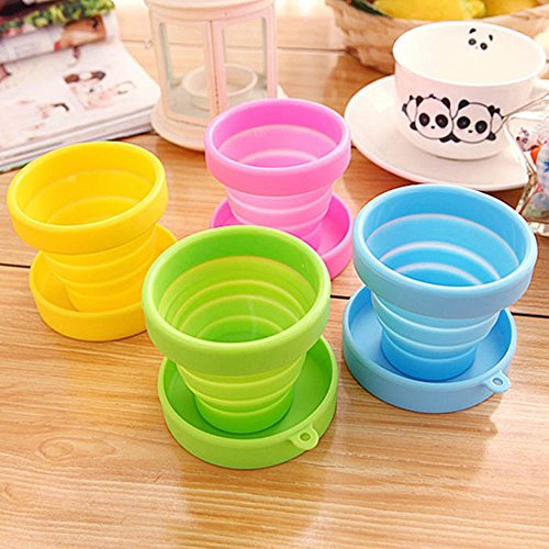 Neu Versenkbar Teleskop Faltende Tasse Zahnputzbecher für Reisen Sport Camping Wandern Gelb - 3