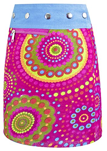 Preisvergleich Produktbild Sunsa Mädchen Rock Jeansrock Minirock Wickelrock Wenderock Sommerrock Mädchenrock aus Baumwolle, 2 optisch Verschiedene Röcke, Größe ist variabel verstellbar