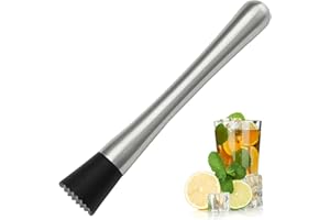 QEEROYO Pilon à Glace, Pilon à Cocktail en INOX, Pilon à Cocktail, Pilon Noir pour Cocktail, Pilon de Bar pour Citron Vert, Pilon à Cocktail Professionnel, INOX Pilon pour Boisson Cuisine Bar Restaurant