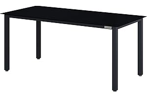 CASARIA® Bern Aluminium 8 Person 190x90cm Rectangular Garden Table Height Adjustable Feet Safety Glass Anthracite Black