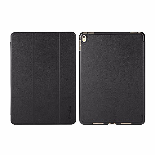 iPad Pro 9.7 Hülle, EasyAcc Ultra-Slim Premium Kunstleder für iPad Pro 9.7 2016 Smart Case Schutzhülle mit klappbarem Standfuß und automatischer Sleep/Wake Up Funktion für (Modellnummer A1673 A1674 A1675) – Schwarz, Ultra Dünn - 9