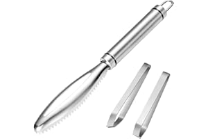 MEIYIDAY 3 Pièces Écailleur De Poisson en Acier Inoxydable, Écailleur à Poisson Professionnel, Fish Scale Scraper, Dissolvant D'écailles de Poisson avec 2 Pinces À Os en Acier Inoxydable