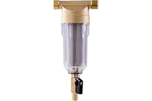 YAASIER Ausspülbarer Feinfilter Wiederverwendbare Spin-Down-Sediment-Wasserfilter Wasser Vorfilter Sedimentfilter für Brunnenwasser Schlauch (Gold)