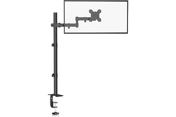 Bracwiser Support Écran PC, Bras Écran pour Moniteurs 13-32 Pouces, VESA 75/100 mm, Pied Ecran PC Réglable en Hauteur de 80cm, Rotation 360°, Pivotement 90°, Charge Max 10 KG - MD7821