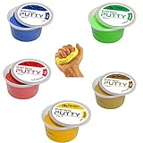 Playlearn 5 x Therapy Putty Squeezable Non-Toxic, Hand Exercise, 5 Strengths Extra Soft/Soft/Soft-Medium/Medium/Firm Individually Colour Coded for Adults & Children 57g (2oz) Tubs