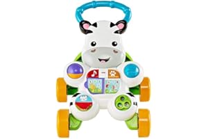 Fisher-Price Zebra Primi Passi Spingibile, Giocattolo Elettronico Educativo con Musica e Suoni, per Camminare, per Bambini di 6+ Mesi, Edizione: Inglese, Imballaggio ridotto, GXC31