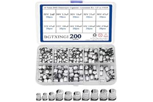 BGTXINGI 200PCS 10 Value SMD Electrolytic Capacitor Assortment Kit 1UF to 470UF(Aluminum Electrolytic Capacitor with A Plastic Box)
