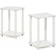 Furinno Simplistic End Table, Side Table, Nightstand, Small, Set of 2, White/White