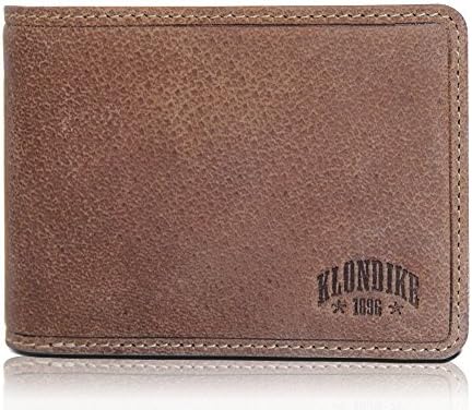 KLONDIKE 1896 TONY Wallet for Men in high-quality, brown vintage leather with 8 credit card compartments, 3 side compartments and 2 compartments for banknotes