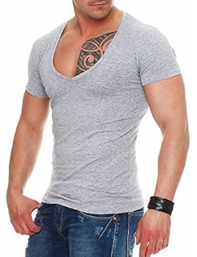 Young & Rich 1315 V-Neck Herren T-Shirt V-Ausschnitt Slim Fit Freizeit Kurzarm