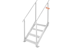 VEVOR Échelle de Quai de Bateau Ponton Hauteur Réglable 75-96 cm 4 Marches en Alliage Aluminium Grande Capacité de Charge 226 kg avec Double Mains Courantes pour Embarquement sur Bateaux, Piscines