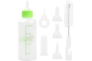 HOAAIGO Aufzuchtflasche Welpen Hunde, Milchflasche Pet 60ml und 150ml, Silikon Kleine Babyflasche Set für Katze, Fütterungswerkzeug mit Ersatz Mini Nippel für Haustiere (Kleines Grün)